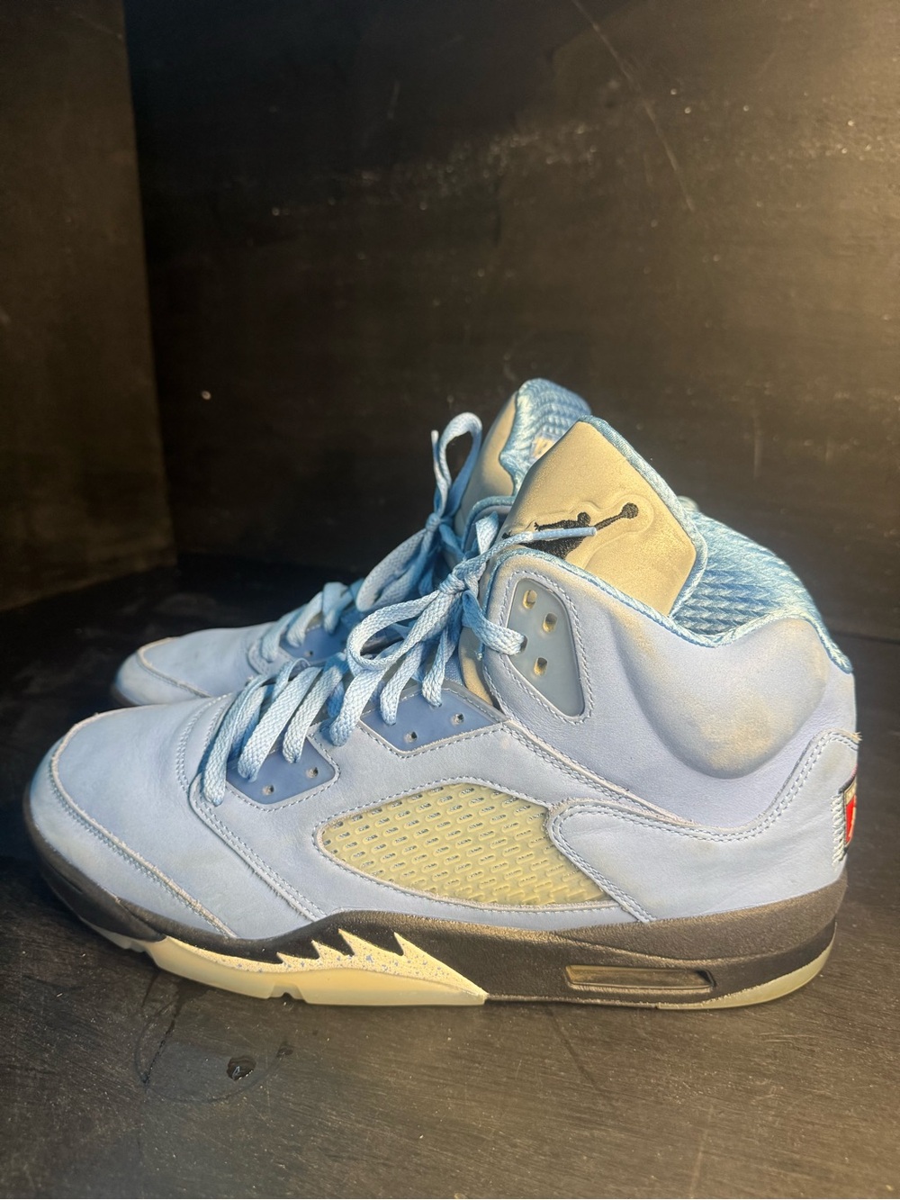 Men's Light Blue High-Top Basketball Sneakers Jordan 5 - Picture 3 of 6